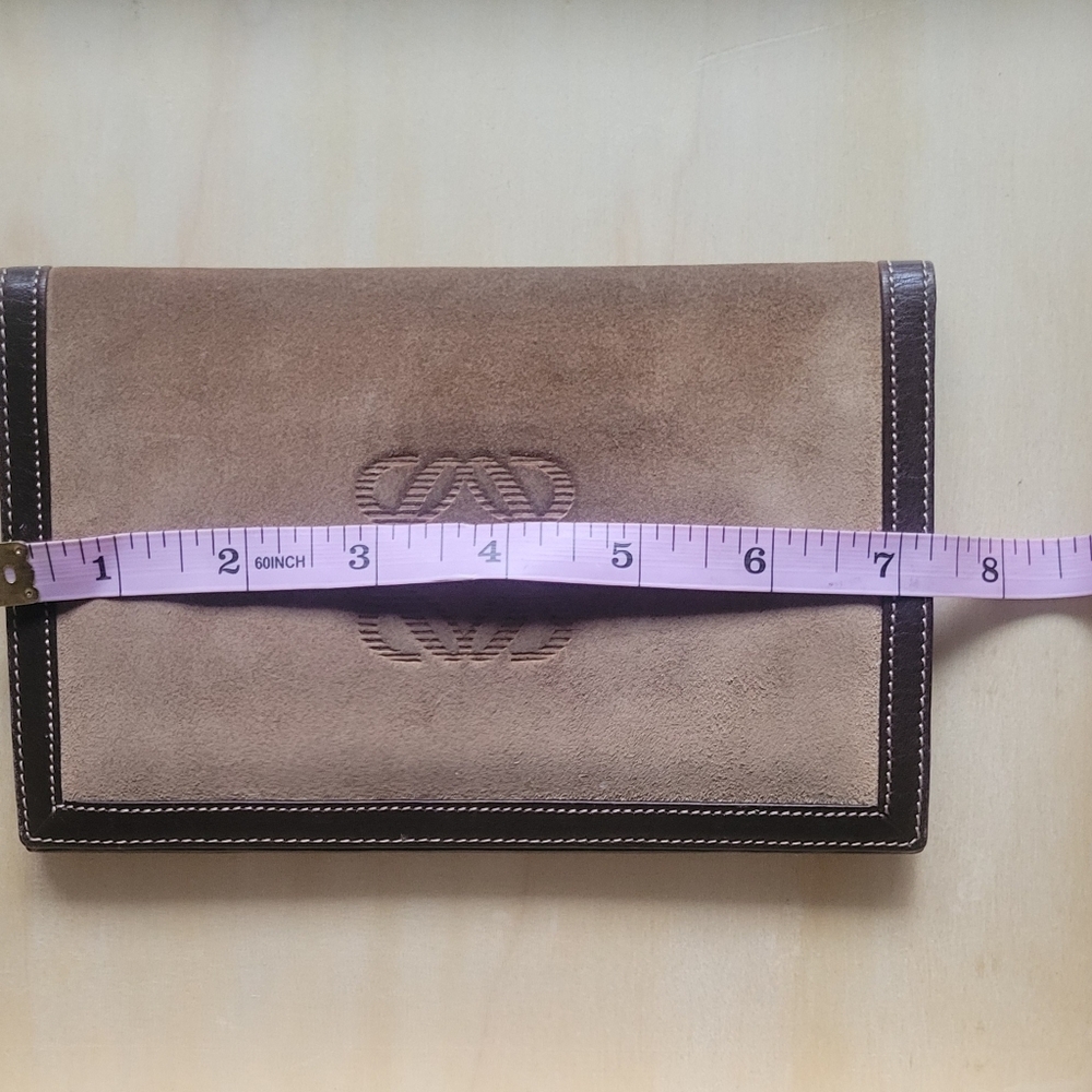 LOEWE BIFOLD WALLET Vintage Signature Tan Suede/Leather Wallet - Picture 3 of 16
